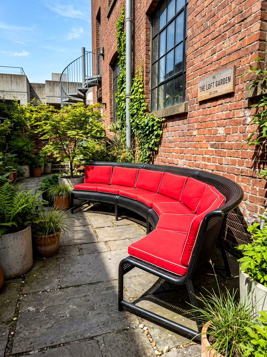 Industrial Metal Curved Bench - 30 curved patio sofa ideas