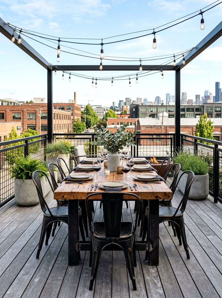 Industrial Metal Deck Dining - 30 deck dining zone ideas