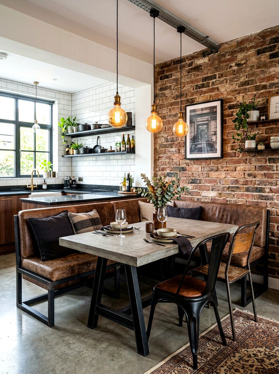Industrial Metal Dining Corner - 30 banquette window nook ideas
