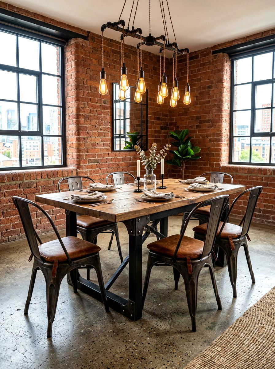 Industrial Metal Dining Set - 30 cozy breakfast corner ideas