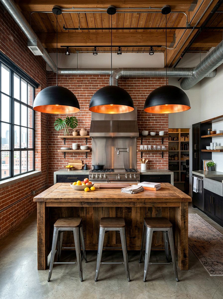 Industrial Metal Dome Pendant - 30 kitchen lighting ideas