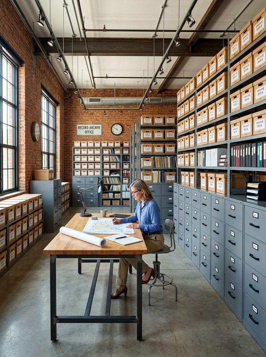 Industrial Metal Filing System - 30 archive room office ideas
