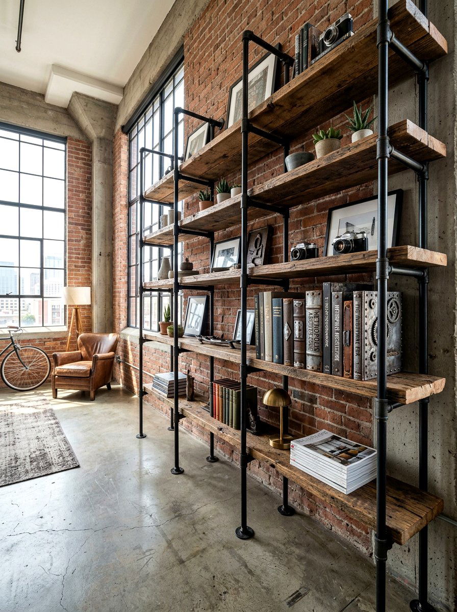 Industrial Metal Frame Shelving - 30 organizing a bookshelf ideas