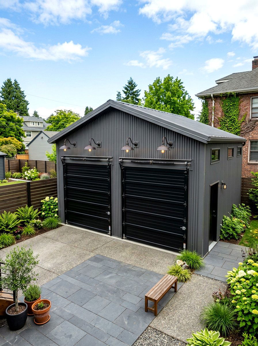 Industrial Metal Garage - 30 detached garage exterior ideas