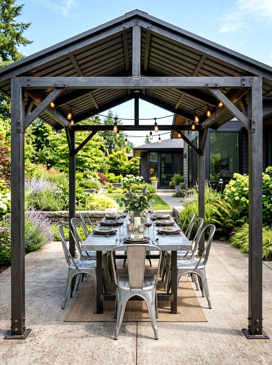 Industrial Metal Gazebo Dining - 30 gazebo dining area ideas