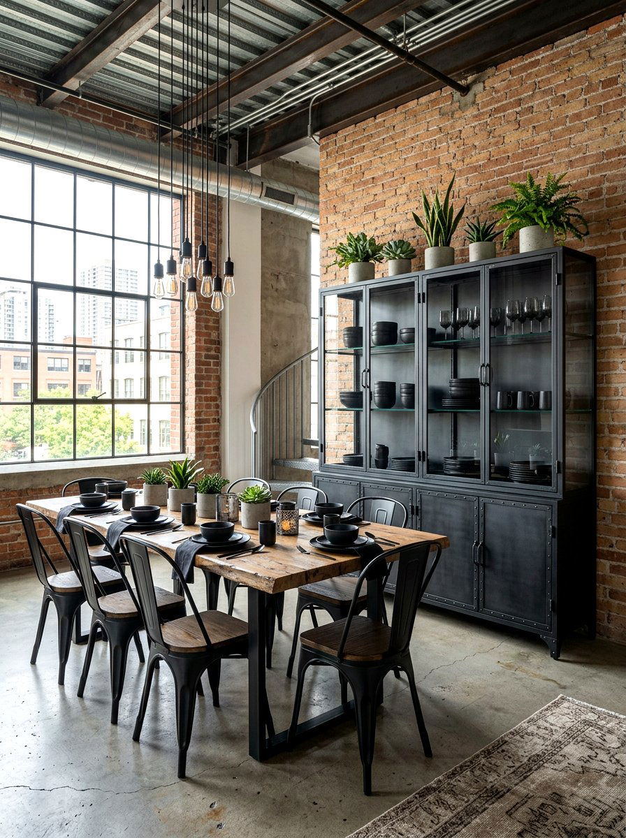 Industrial Metal Glass Hutch - 30 china hutch styling ideas