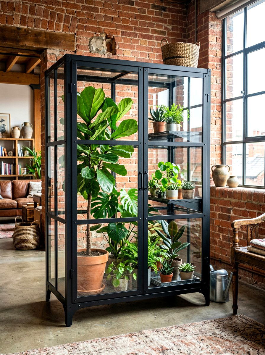 Industrial Metal Greenhouse Cabinet - 30 indoor greenhouse cabinet ideas