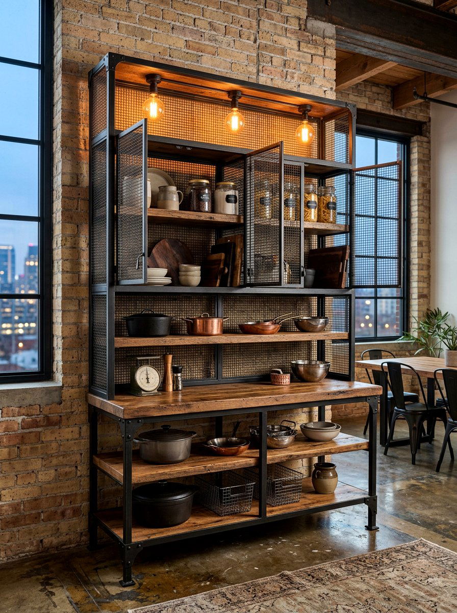 Industrial Metal Kitchen Hutch - 30 kitchen hutch ideas