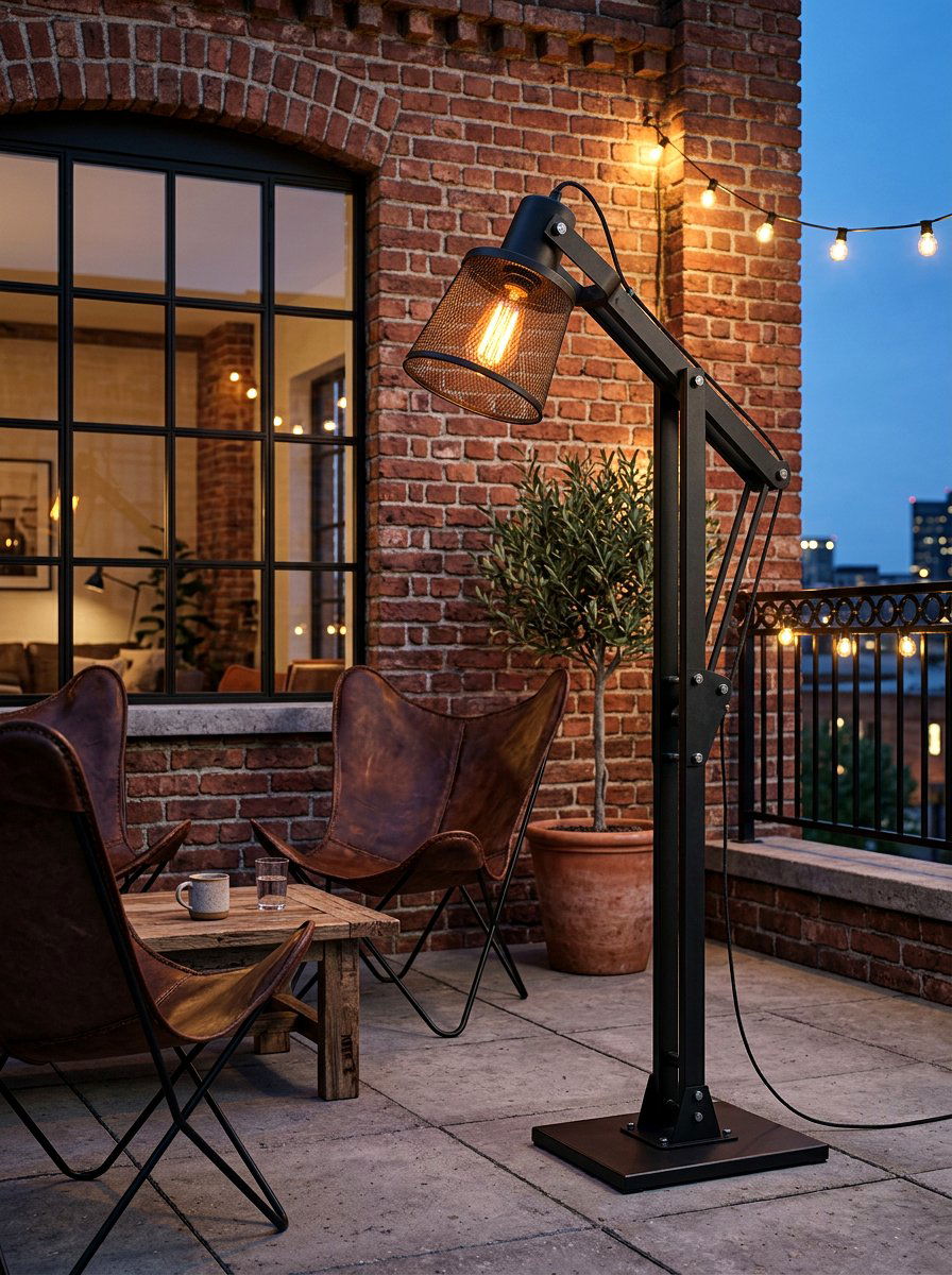 Industrial Metal Lamp - 30 lamp lit patio ideas