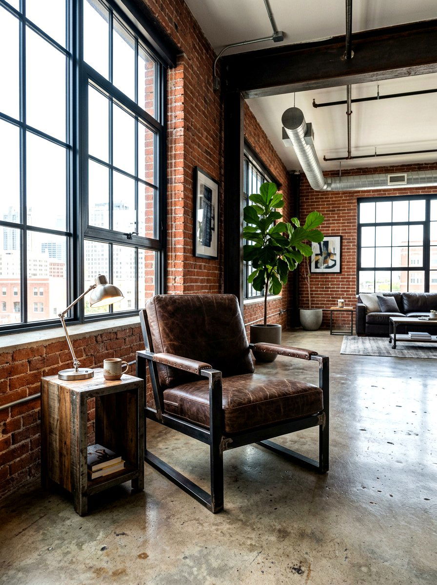 Industrial Metal Leather Chair Loft - 30 leather accent chair ideas