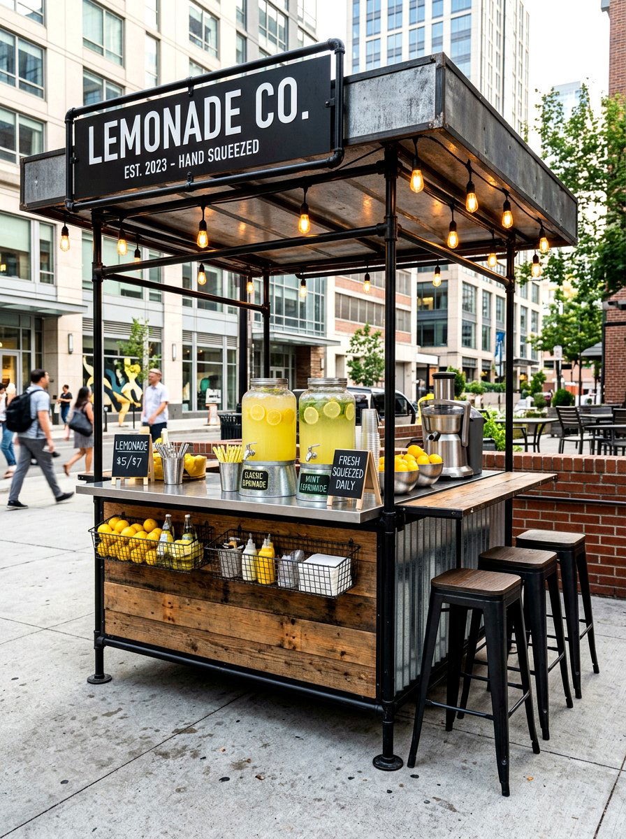 Industrial Metal Lemonade Stand - 30 lemonade stand patio ideas