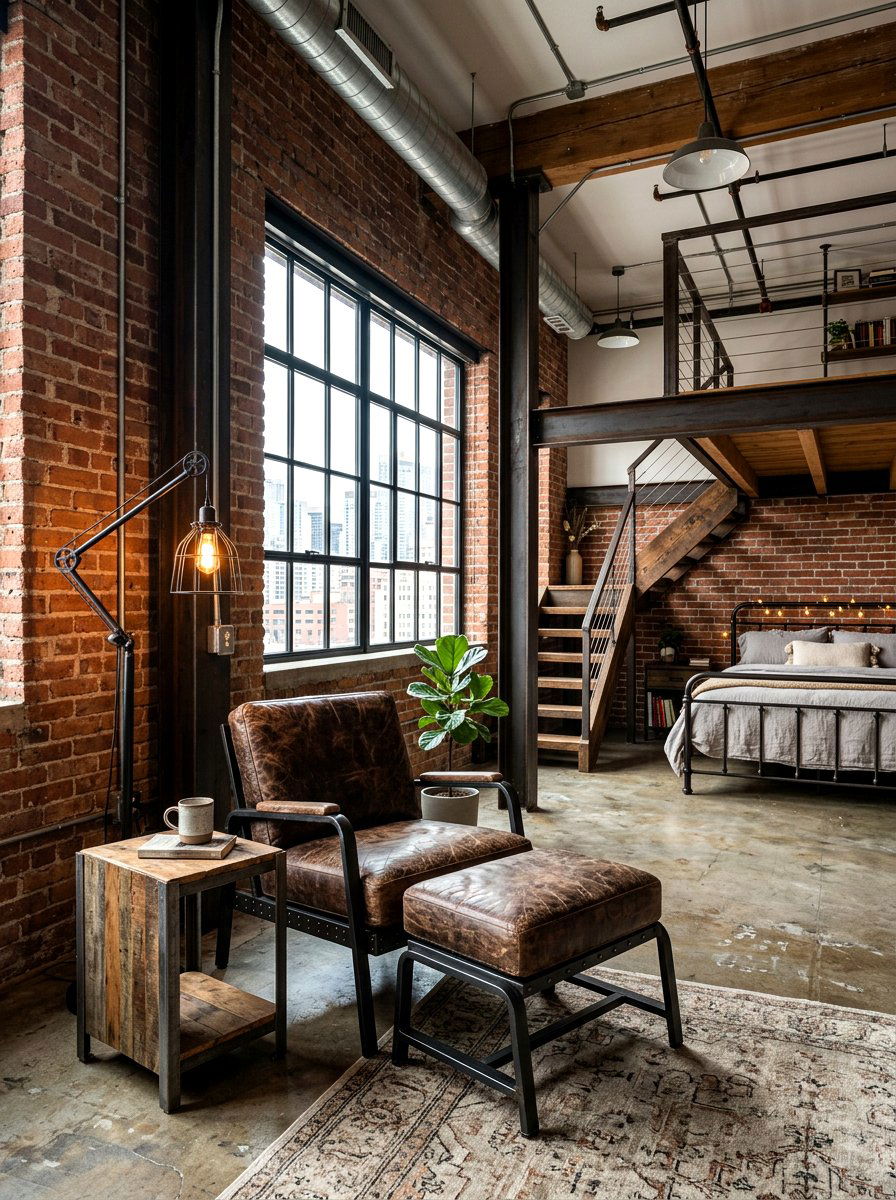 Industrial Metal Lounge - 30 bedroom mini lounge ideas