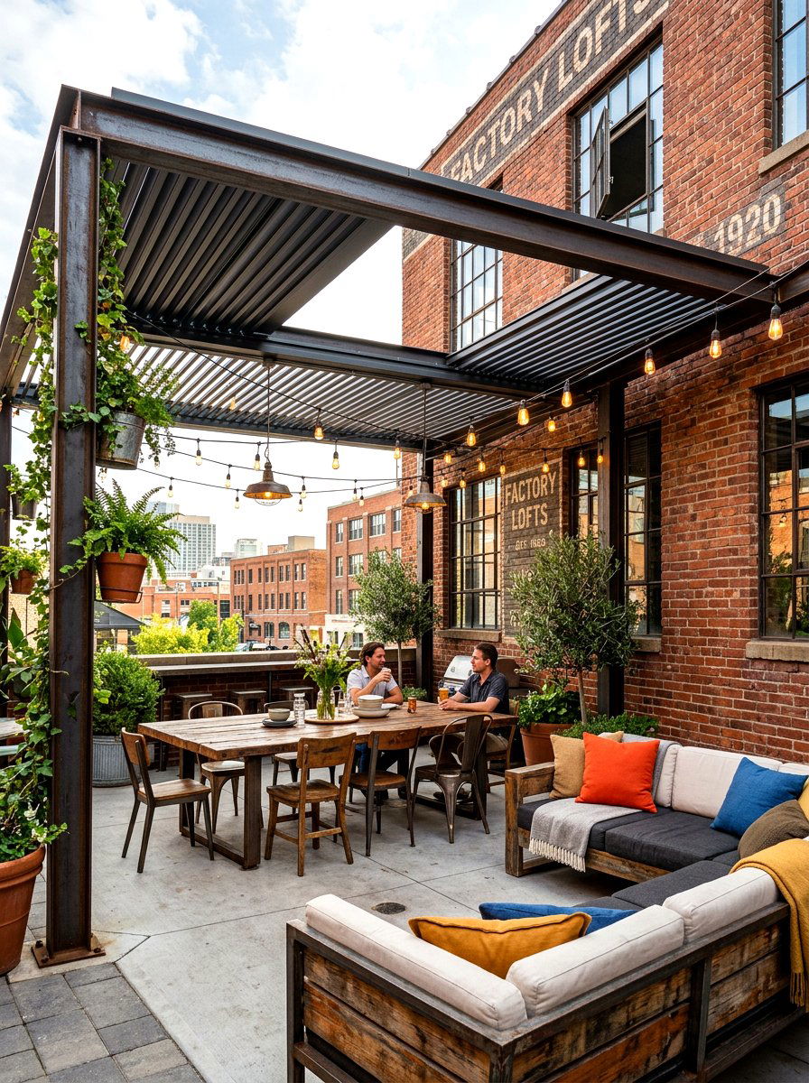 Industrial Metal Louvered Patio - 30 louvered pergola patio ideas