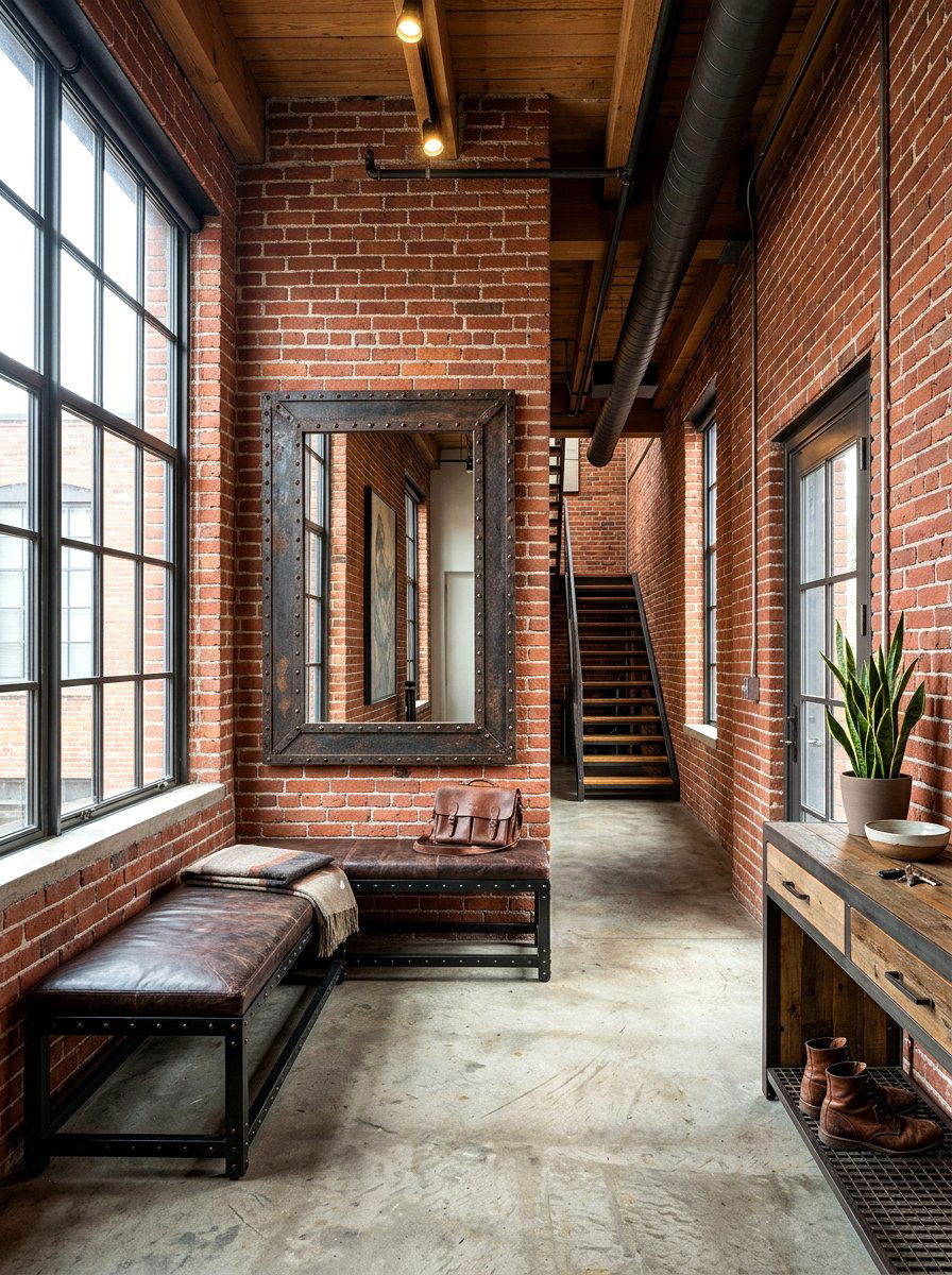Industrial Metal Mirror Foyer - 30 antique mirror foyer ideas