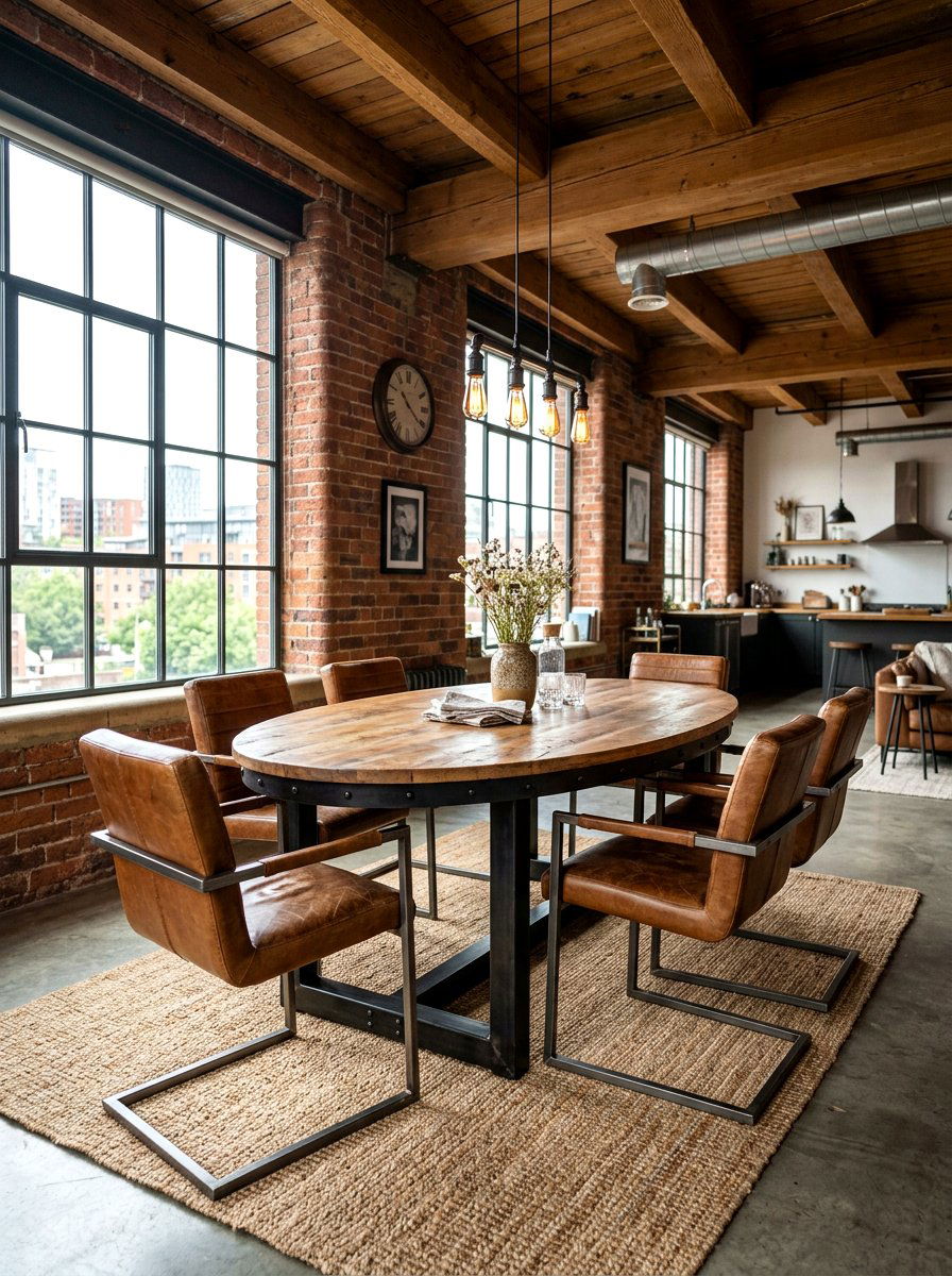 Industrial Metal Oval Dining Table - 30 oval dining table ideas