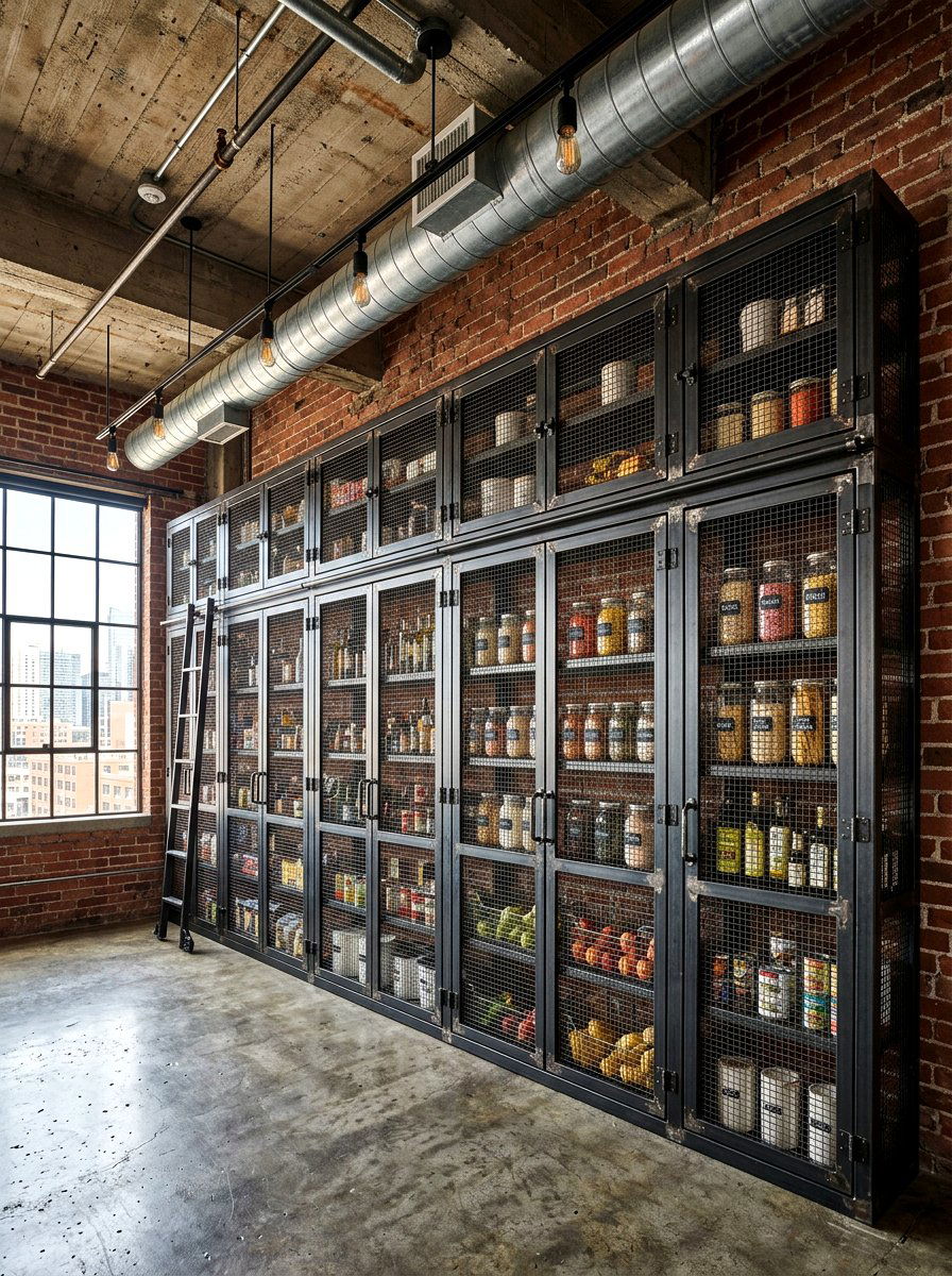 Industrial Metal Pantry Wall - 30 full wall pantry cabinet ideas
