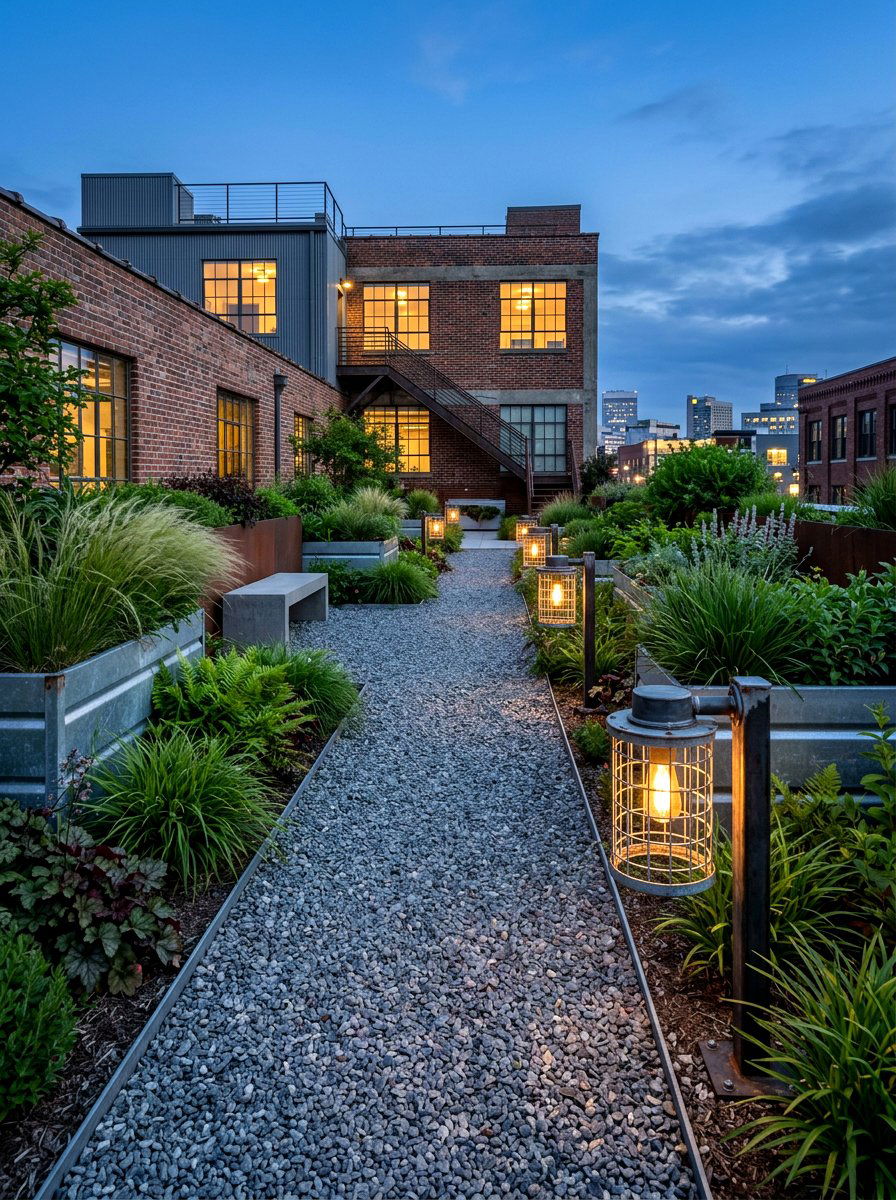 Industrial Metal Path Lights - 30 pathway lighting ideas