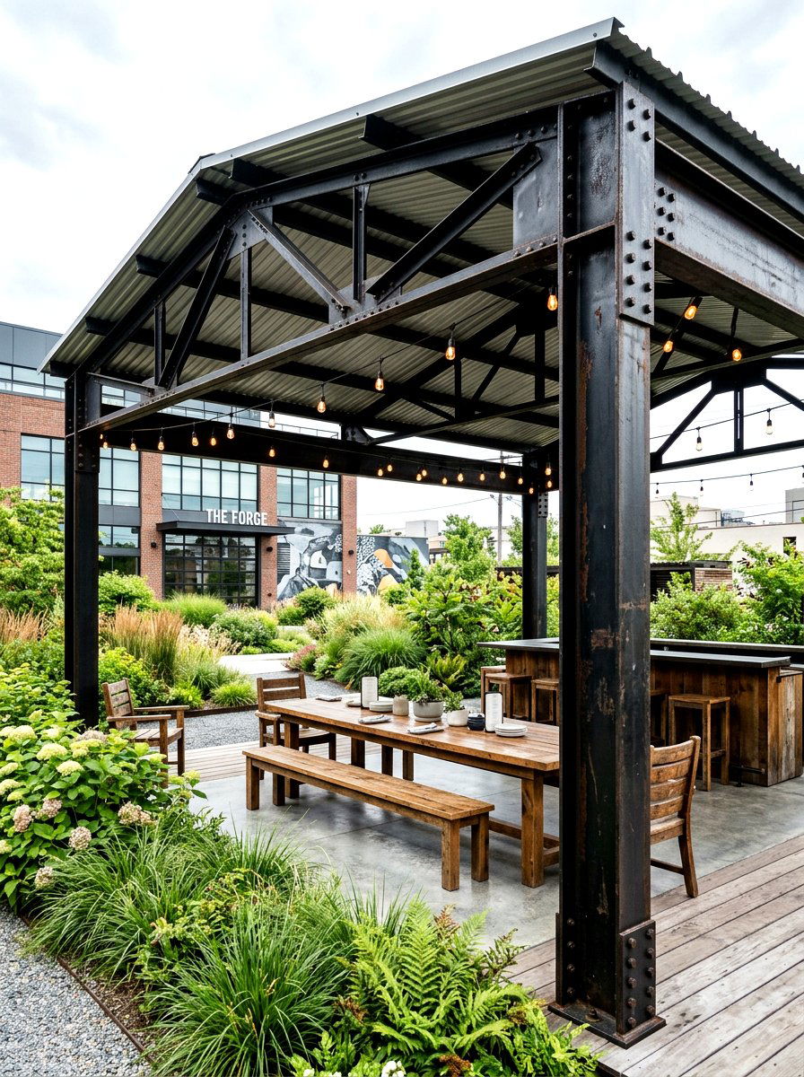 Industrial Metal Pavilion - 30 outdoor retreat pavilion ideas