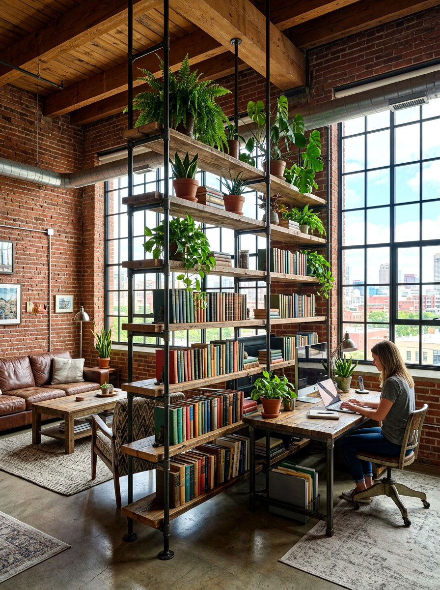 Industrial Metal Pipe Divider - 30 decorative privacy screen ideas