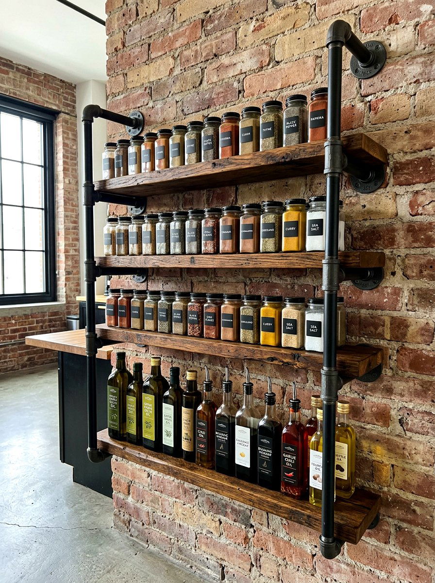 Industrial Metal Pipe Rack - 30 spice rack ideas