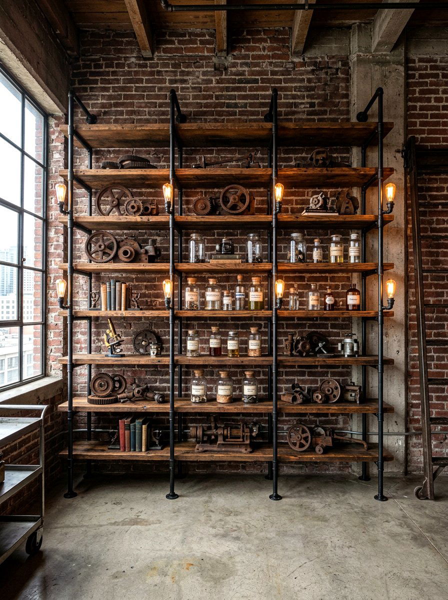Industrial Metal Pipe Shelf - 30 shelfie decor ideas