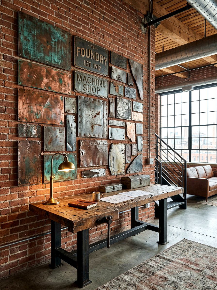 Industrial Metal Plate Wall - 30 plate wall display ideas