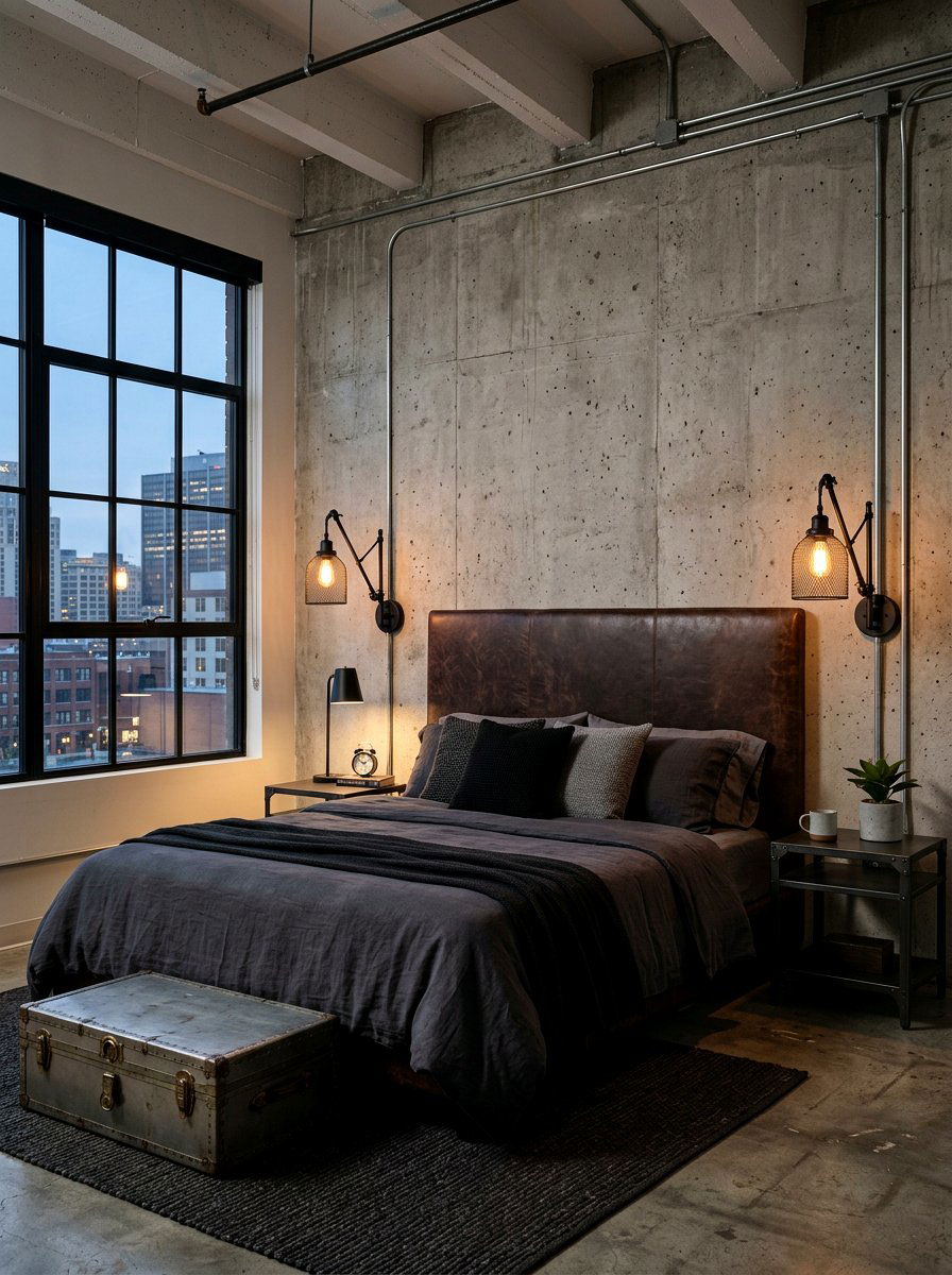 Industrial Metal Sconce - 30 bedside wall sconce ideas