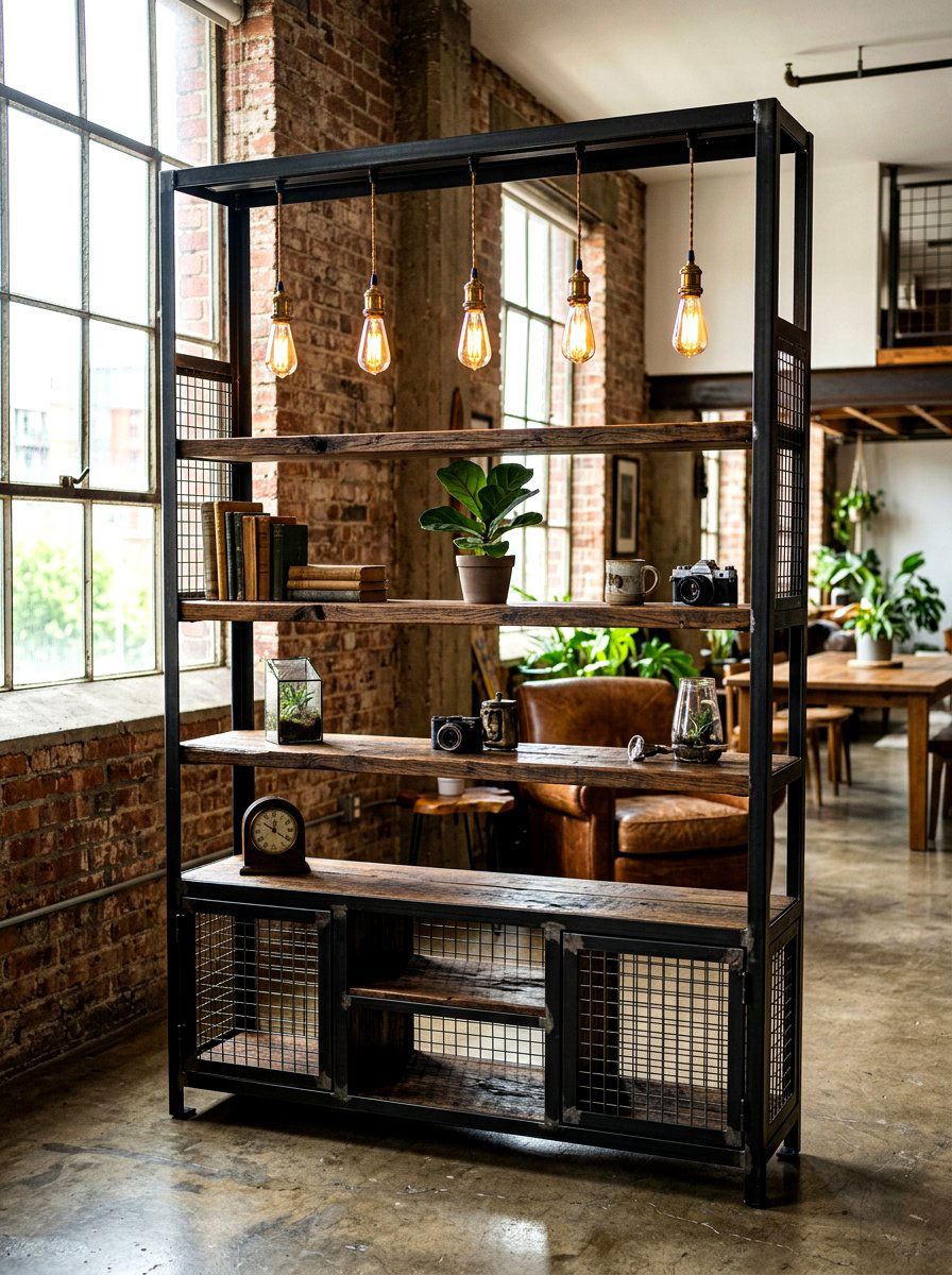 Industrial Metal Shelf Divider - 30 bookshelf divider apartment ideas