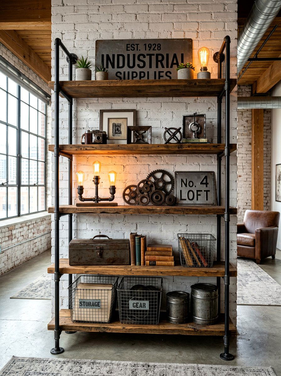 Industrial Metal Shelf - 30 ladder shelf styling ideas