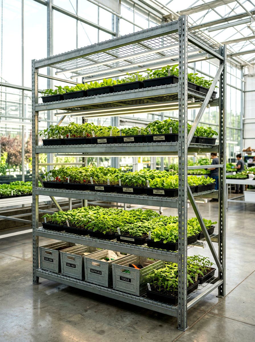 Industrial Metal Shelving For Plants - 30 potting shed decor ideas