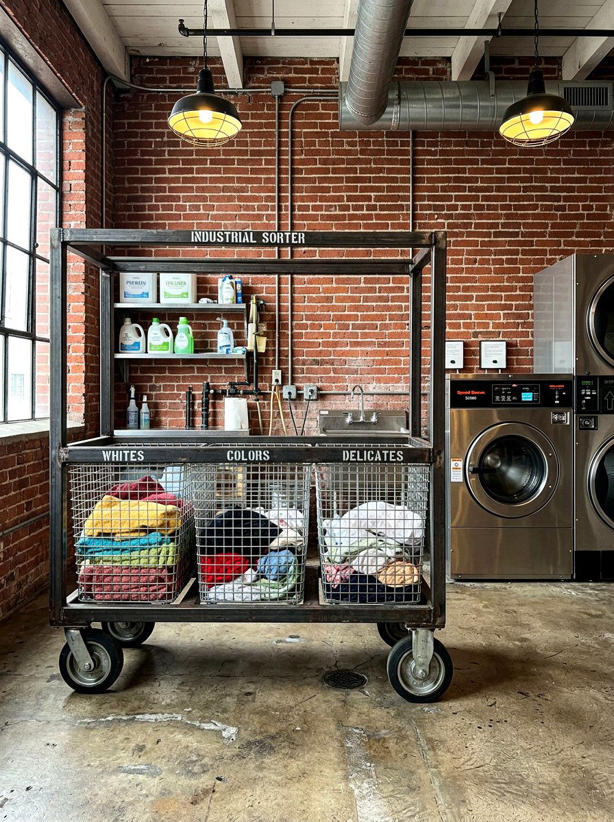 Industrial Metal Sorter - 30 laundry sorting station ideas