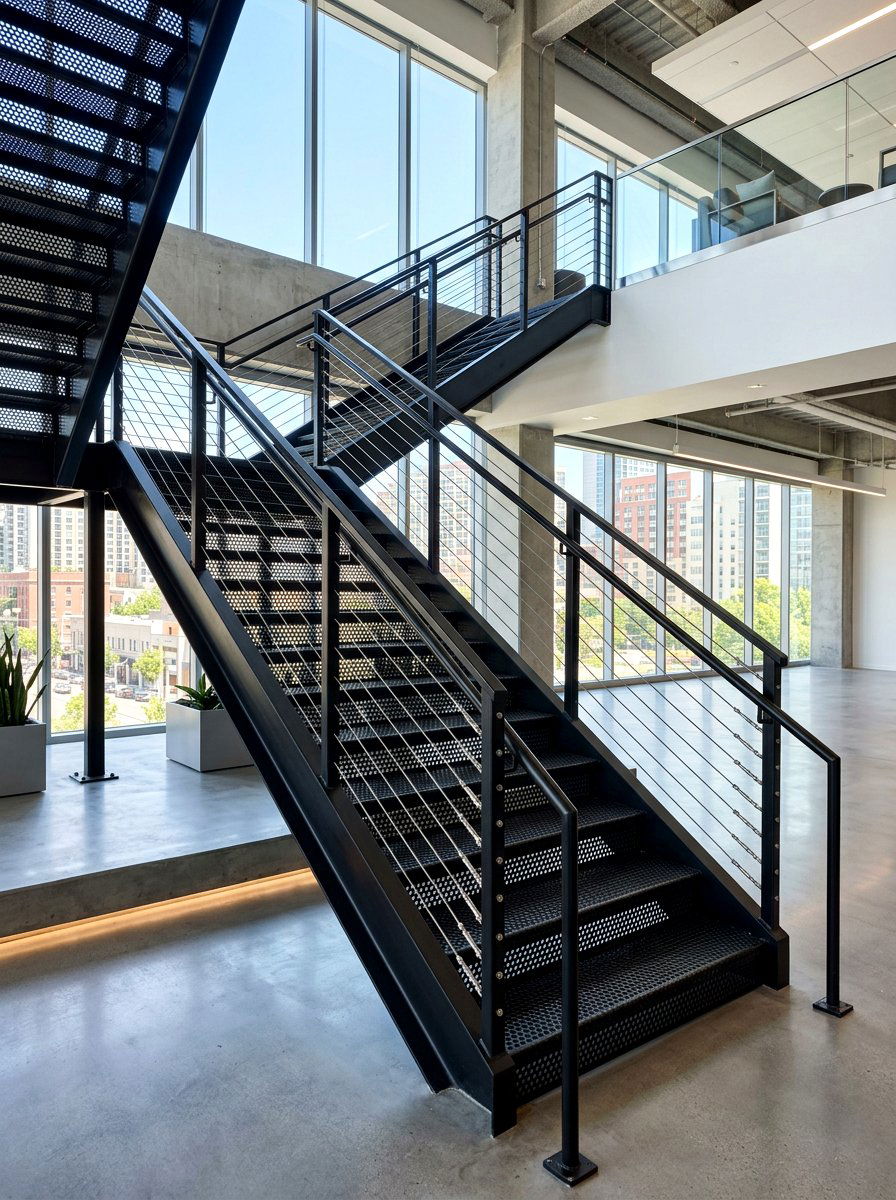 Industrial Metal Stairs - 30 staircase decor ideas