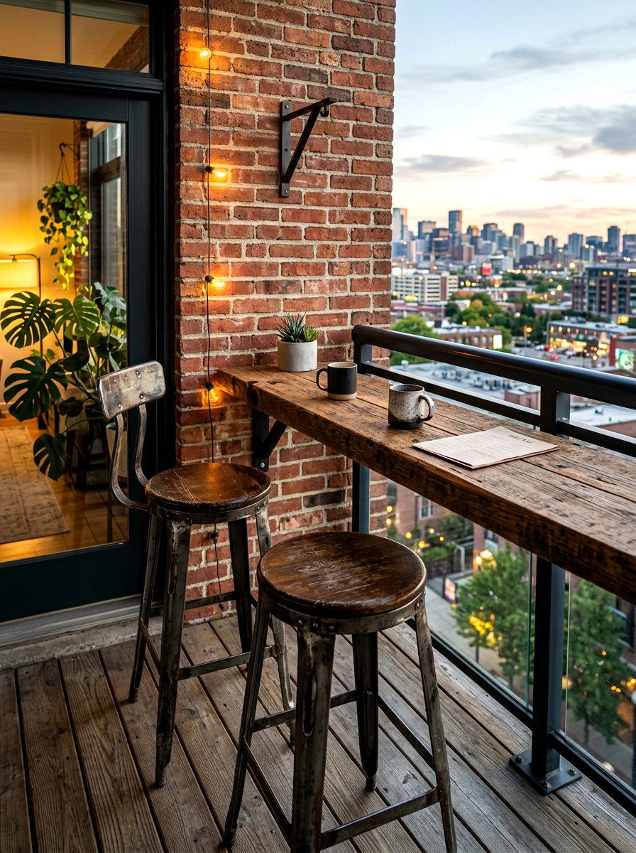 Industrial Metal Stool - 30 tiny balcony seating ideas