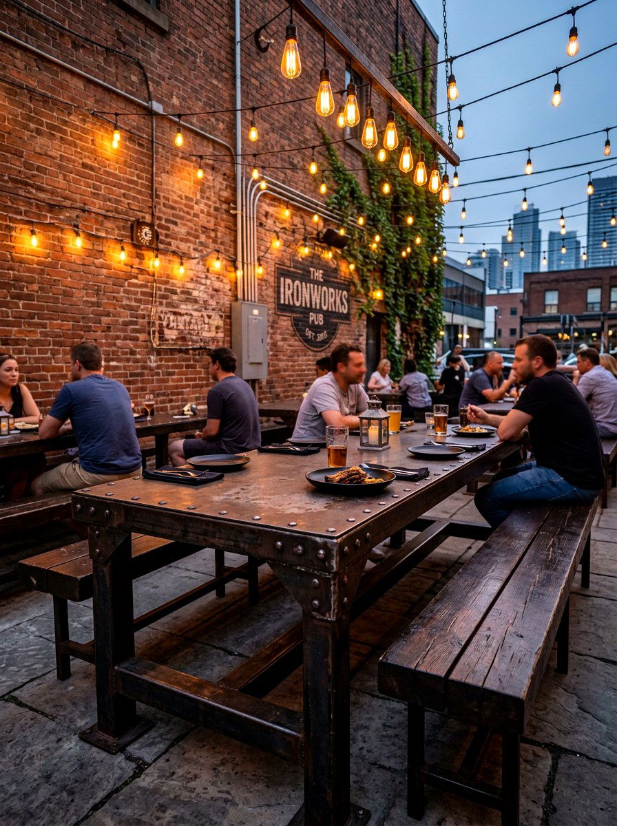 Industrial Metal Table - 30 summer dinner party patio ideas