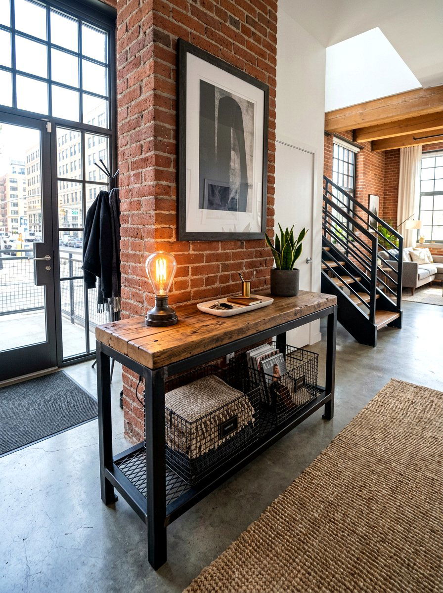 Industrial Metal Table - 30 small foyer table ideas