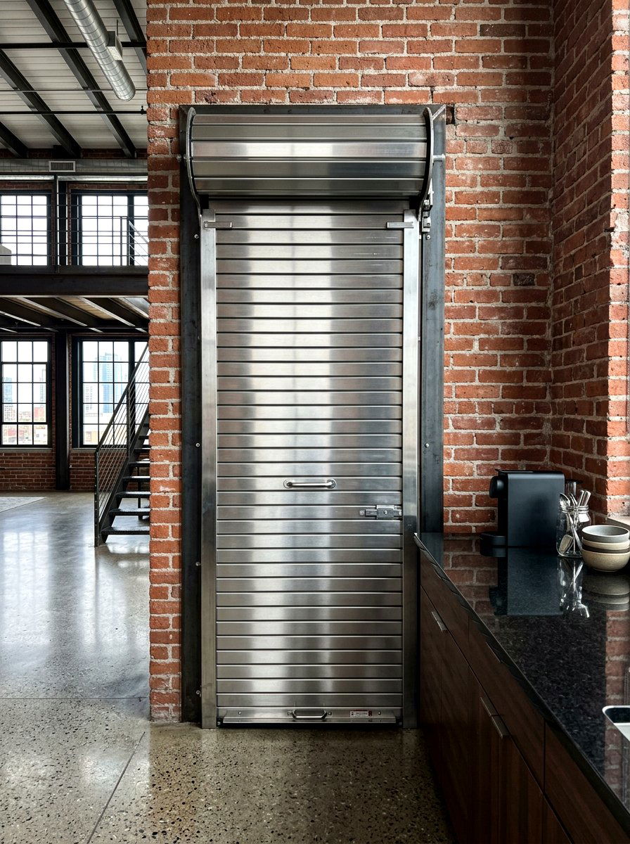 Industrial Metal Tambour Door - 30 hidden toaster garage ideas