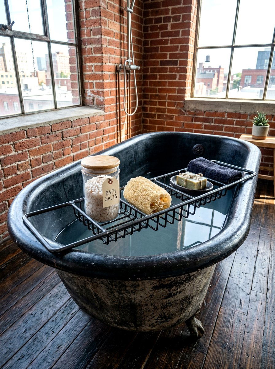 Industrial Metal Tub Rack - 30 bath tray spa ideas