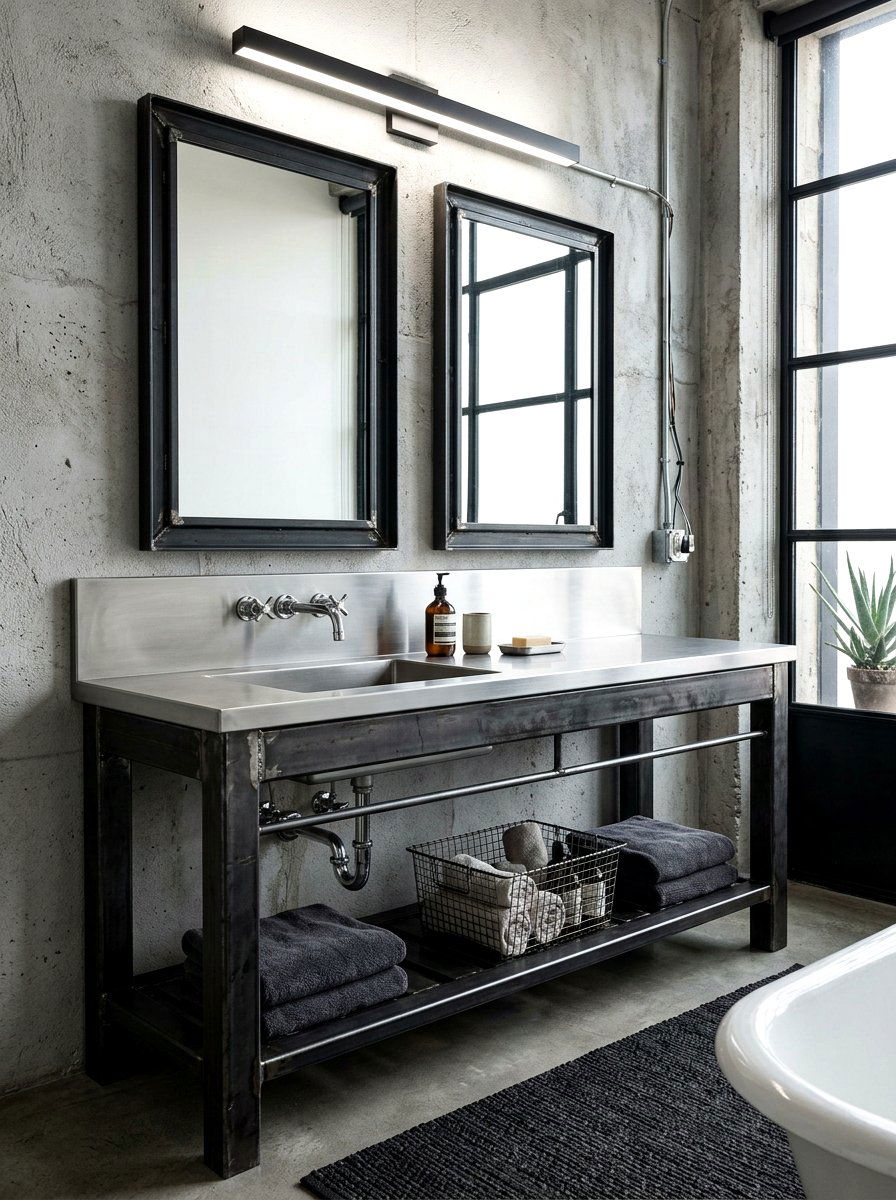 Industrial Metal Vanity - 30 integrated vanity sink ideas