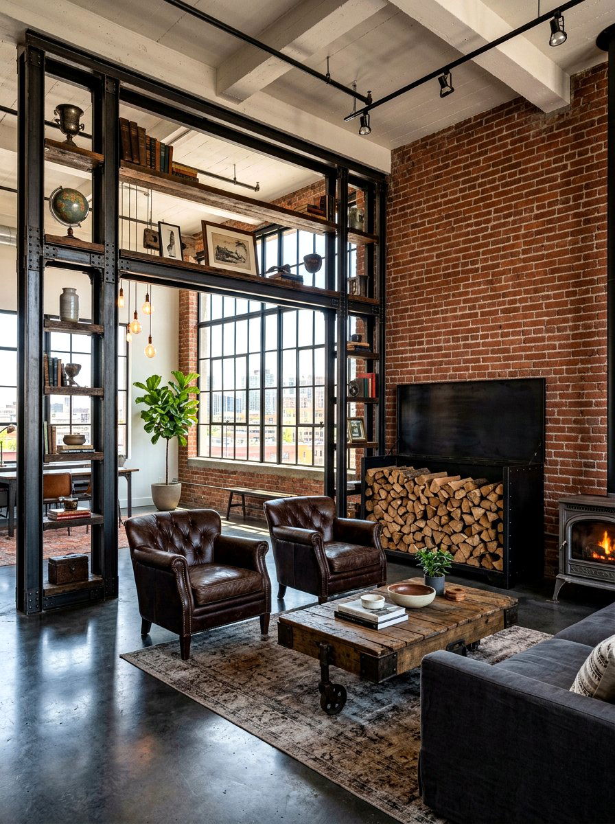 Industrial Metal Wood Frame - 30 firewood storage wall ideas