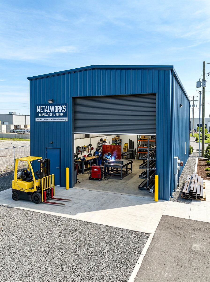 Industrial Metal Workshop - 30 backyard workshop shed ideas