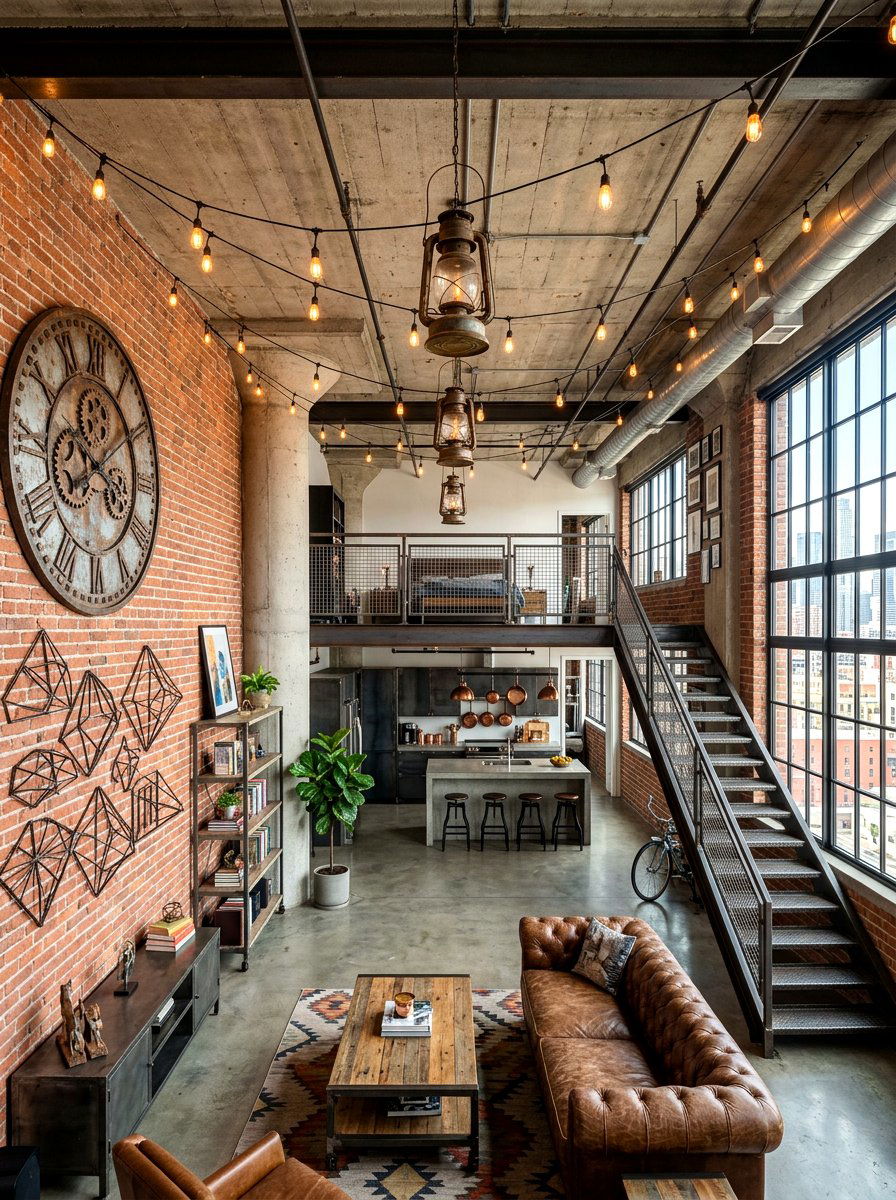 Industrial Metallic Loft - 30 metallic holiday decor ideas