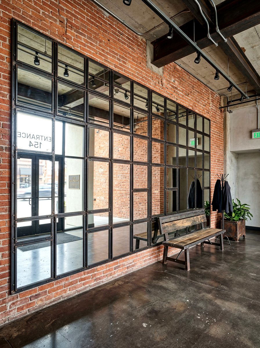 Industrial Mirror Foyer Wrap - 30 mirror wrapped foyer ideas