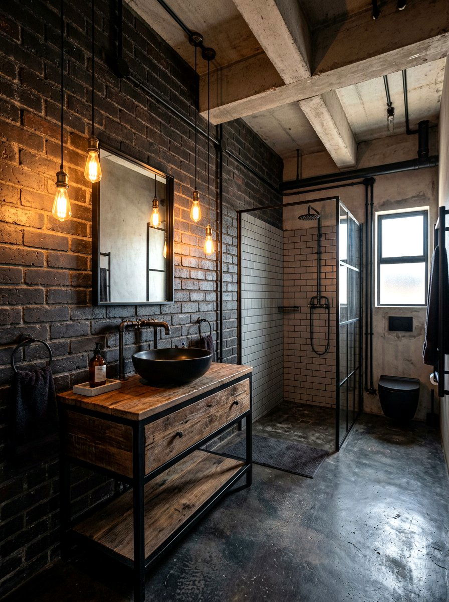 Industrial Moody Bathroom - 30 moody bathroom ideas