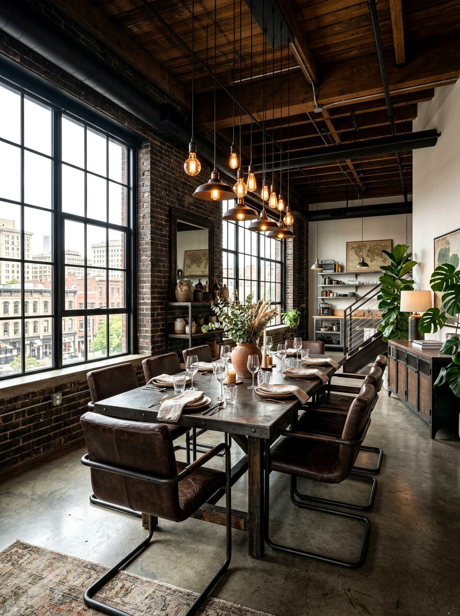 Industrial Moody Dining Room - 30 moody dining room ideas