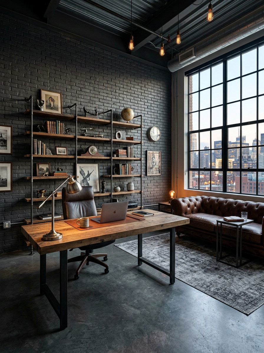 Industrial Moody Study - 30 moody reading room ideas