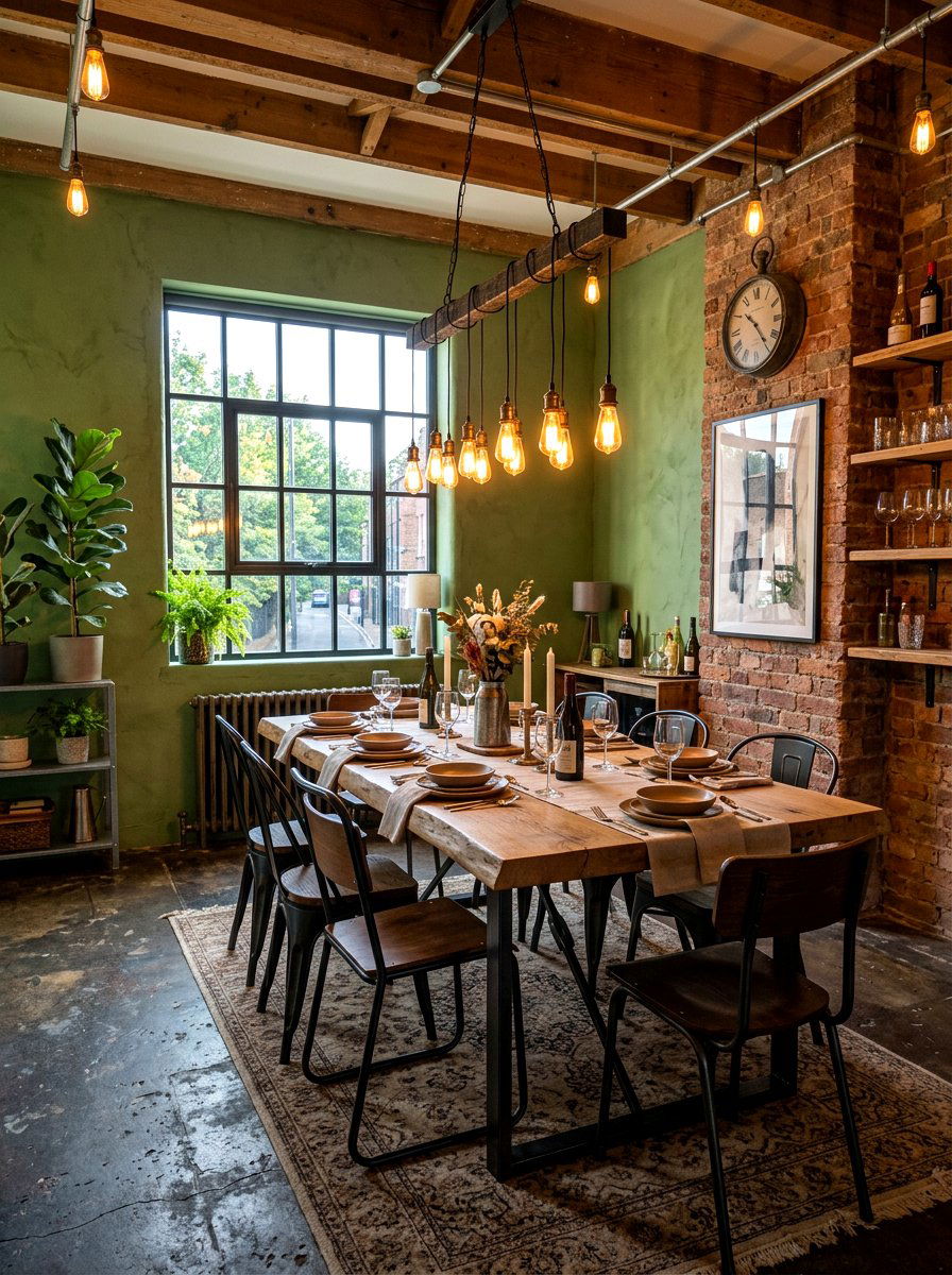 Industrial Moss Green Dining Room - 30 moss green dining room ideas