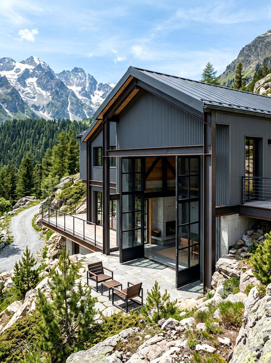 Industrial Mountain House - 30 mountain house exterior ideas
