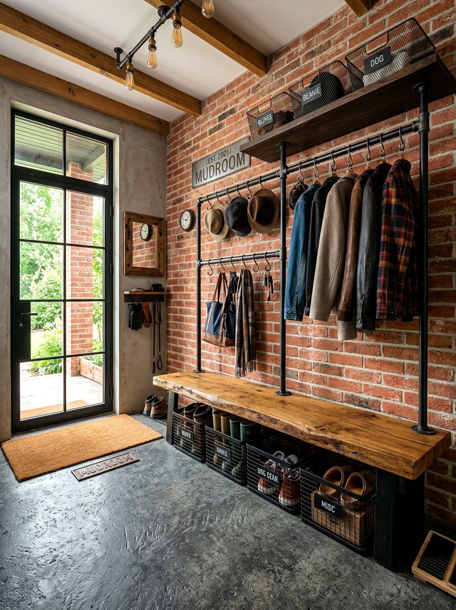 Industrial Mudroom - 30 entry closet mudroom ideas