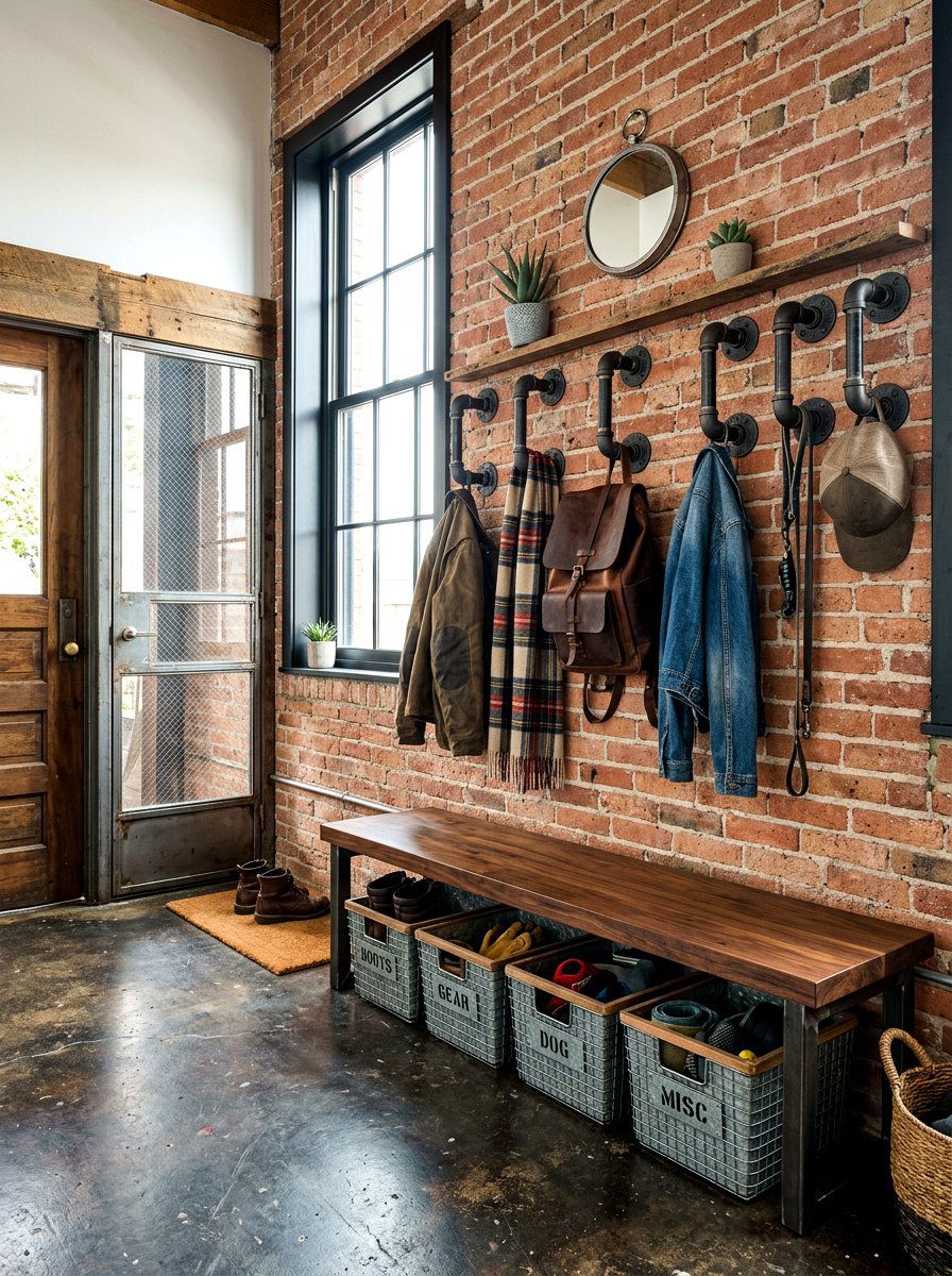 Industrial Mudroom Hooks - 30 mudroom storage ideas