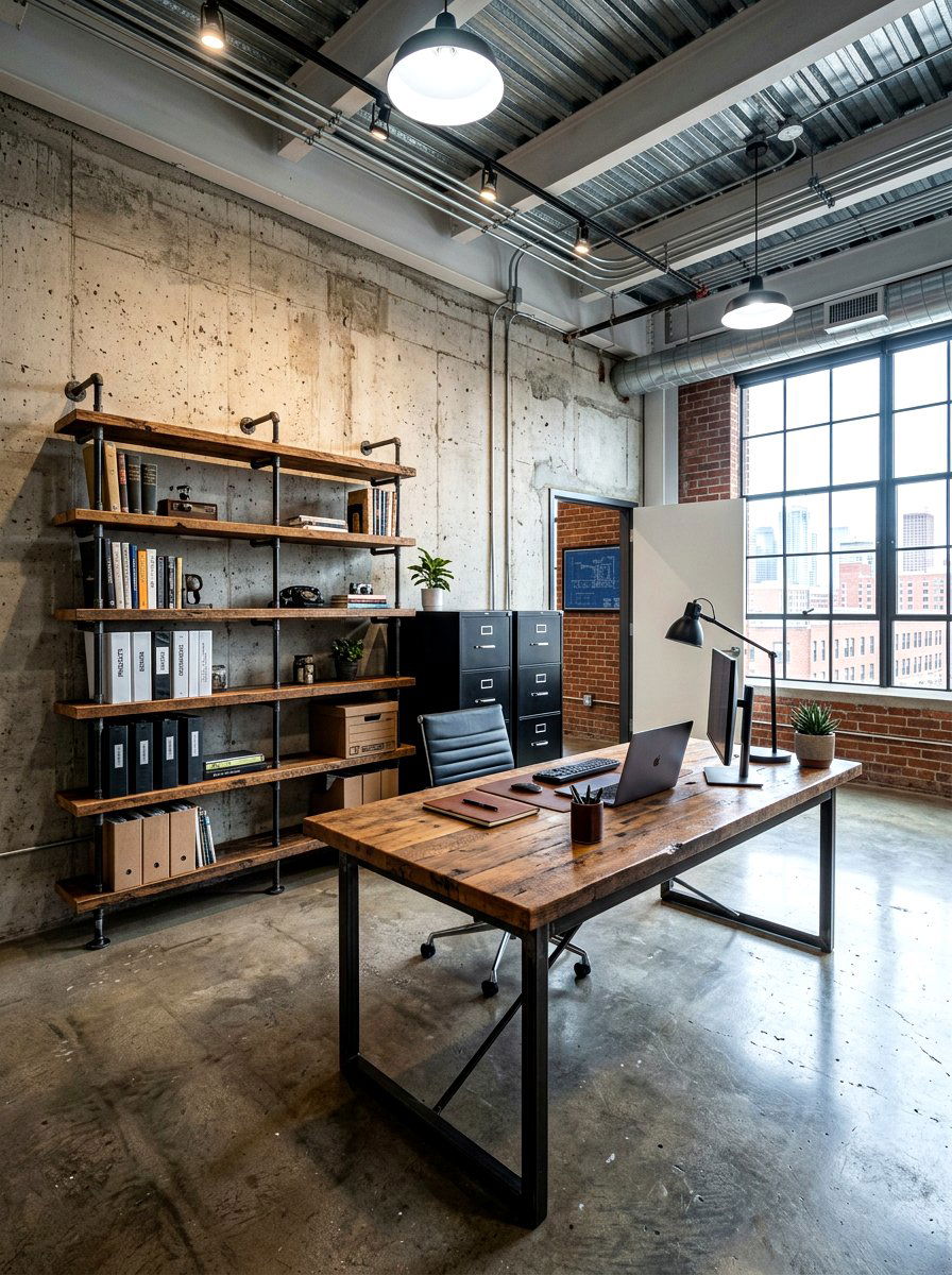 Industrial Office Style - 30 video call background office ideas